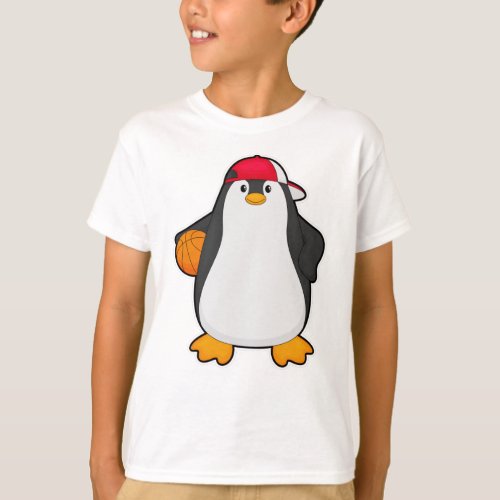 Penguin as Basketball player with Basketball ball T_Shirt