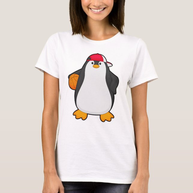 Penguin as Basketball player with Basketball ball T-Shirt (Front)