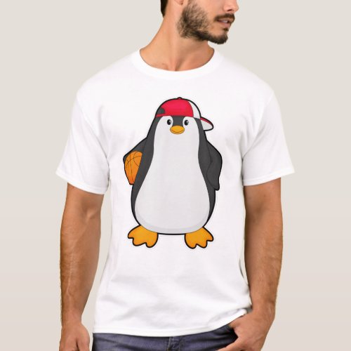 Penguin as Basketball player with Basketball ball T_Shirt