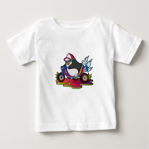 Penguin as Biker with Motorcycle Baby T_Shirt