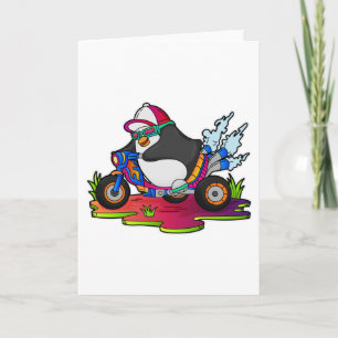 Penguin as Biker with Motorcycle Card