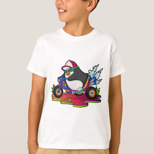 Penguin as Biker with Motorcycle T_Shirt