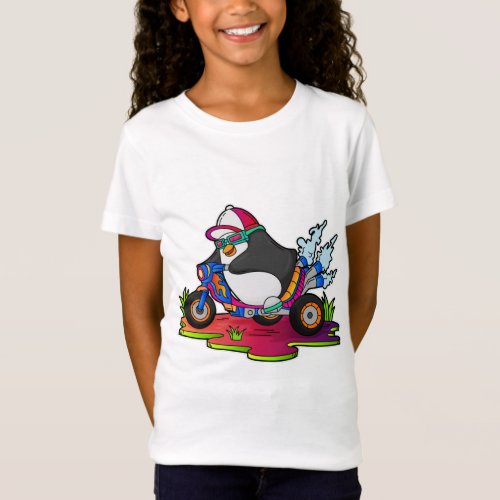 Penguin as Biker with Motorcycle T_Shirt