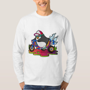 Penguin as Biker with Motorcycle T-Shirt
