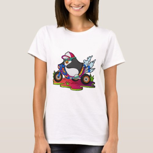 Penguin as Biker with Motorcycle T_Shirt