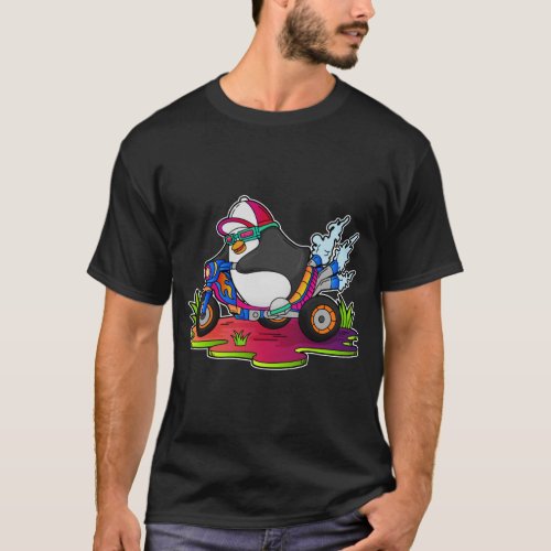 Penguin as Biker with Motorcycle T_Shirt