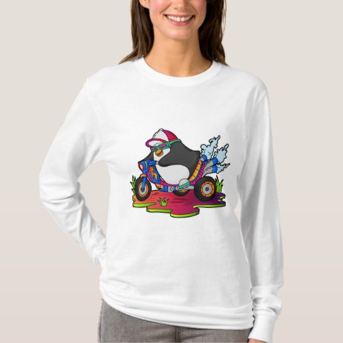 Penguin as Biker with Motorcycle T_Shirt