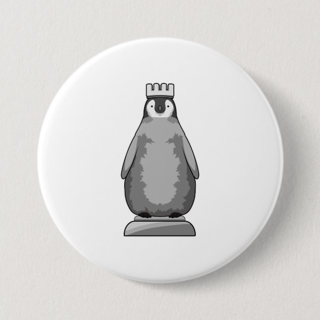 Penguin as Chess piece King Button (Front)