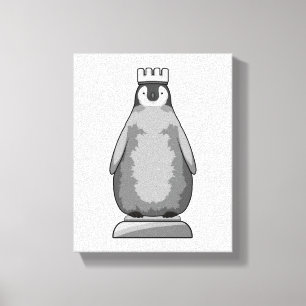 Penguin as Chess piece King Canvas Print