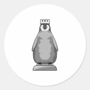 Penguin as Chess piece King Classic Round Sticker