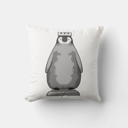 Penguin as Chess piece King Throw Pillow