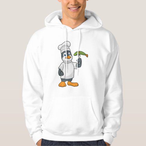 Penguin as Cook with Fish  Cooking apron Hoodie