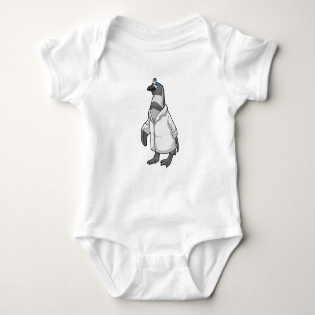 Penguin as Doctor with Doctor's coat Baby Bodysuit (Front)