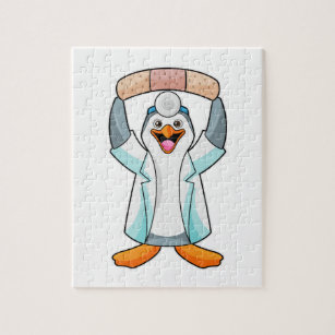 Penguin as Doctor with Plaster Jigsaw Puzzle
