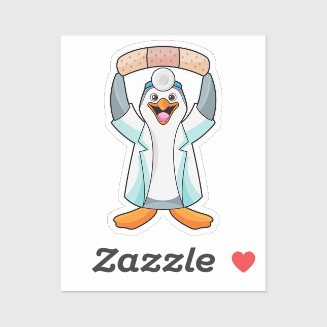 Penguin as Doctor with Plaster Sticker (Sheet)