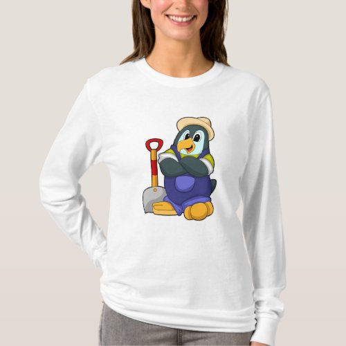 Penguin as Farmer with Shovel T_Shirt