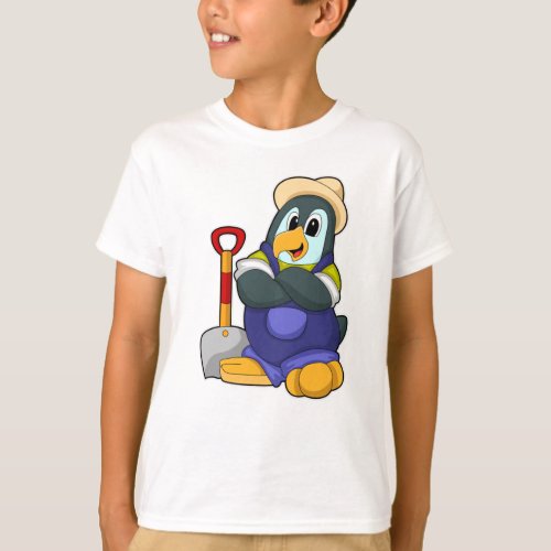 Penguin as Farmer with Shovel T_Shirt