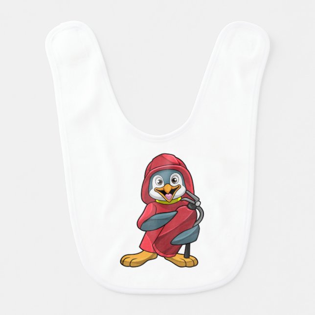 Penguin as Firefighter with Extinguisher Baby Bib (Front)