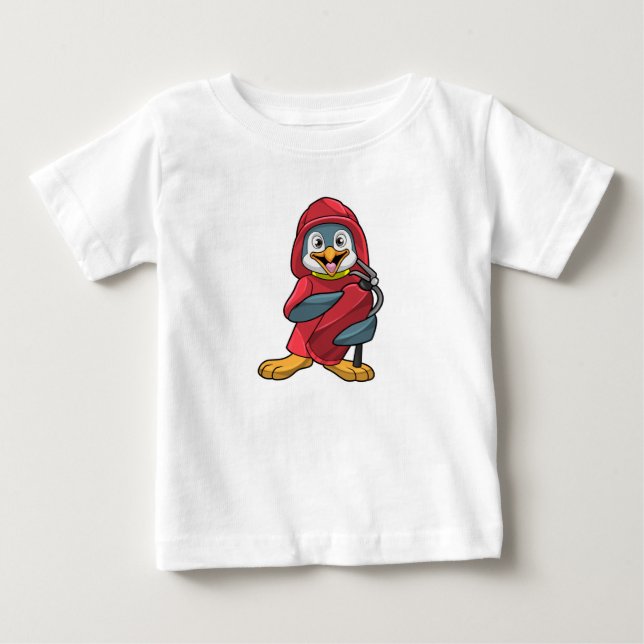 Penguin as Firefighter with Extinguisher Baby T-Shirt (Front)