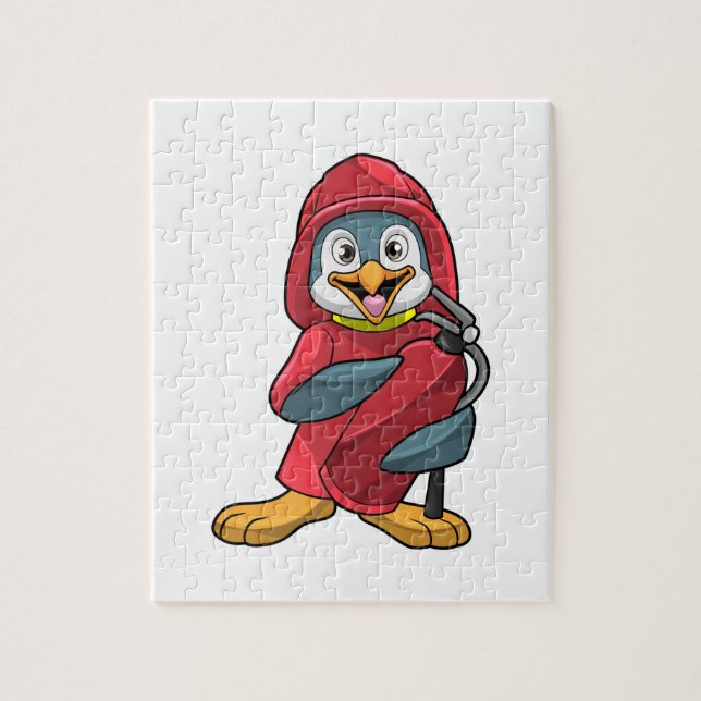 Penguin as Firefighter with Extinguisher Jigsaw Puzzle (Vertical)