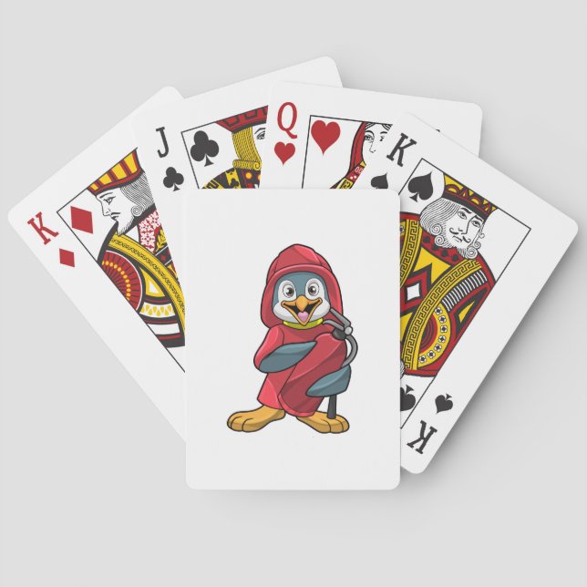 Penguin as Firefighter with Extinguisher Poker Cards (Back)