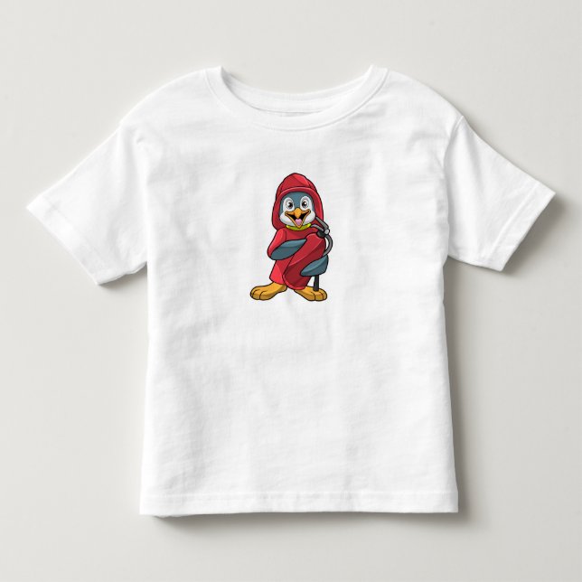 Penguin as Firefighter with Extinguisher Toddler T-shirt (Front)