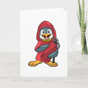 Penguin as Firefighter with Fire extinguisher Card