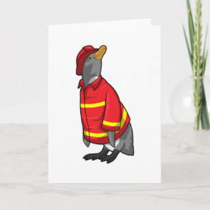 Penguin as Firefighter with Helmet Card