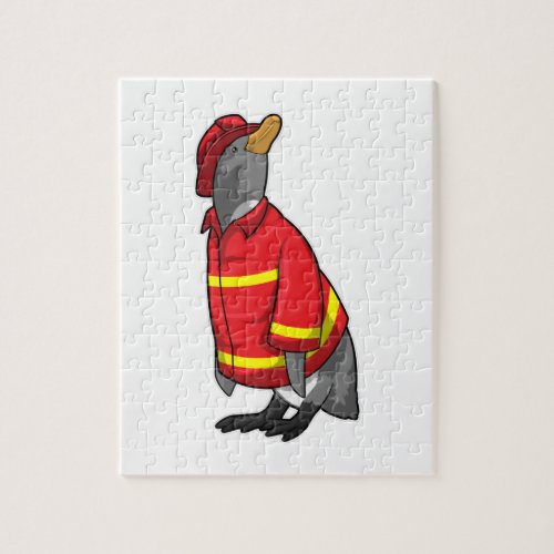 Penguin as Firefighter with Helmet Jigsaw Puzzle