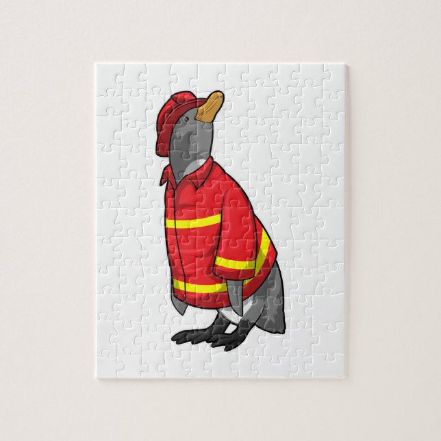 Penguin as Firefighter with Helmet Jigsaw Puzzle (Vertical)
