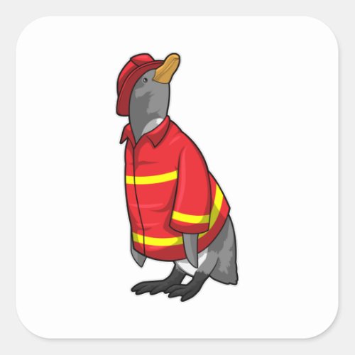 Penguin as Firefighter with Helmet Square Sticker