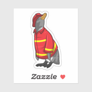Penguin as Firefighter with Helmet Sticker