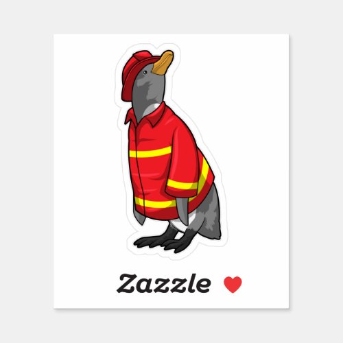 Penguin as Firefighter with Helmet Sticker