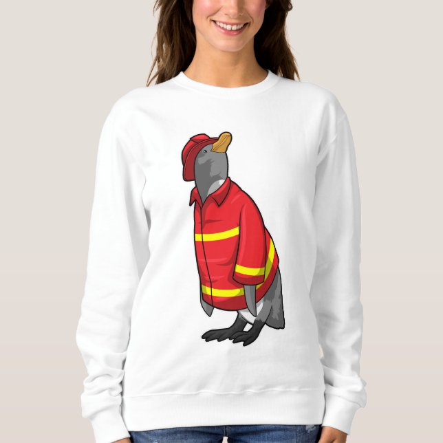 Penguin as Firefighter with Helmet Sweatshirt (Front)