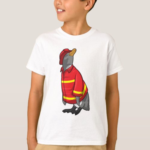 Penguin as Firefighter with Helmet T_Shirt