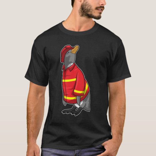 Penguin as Firefighter with Helmet T_Shirt