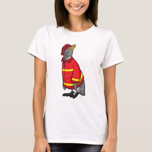 Penguin as Firefighter with Helmet T_Shirt