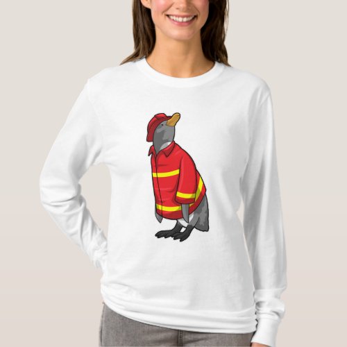 Penguin as Firefighter with Helmet T_Shirt