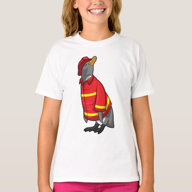 Penguin as Firefighter with Helmet T-Shirt (Front)