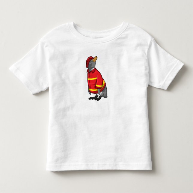 Penguin as Firefighter with Helmet Toddler T-shirt (Front)