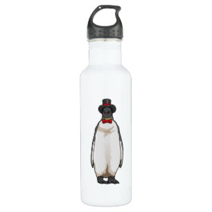 Penguin as Gentleman with Hat Stainless Steel Water Bottle