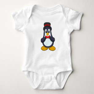 Penguin as Groom with Ribbon & Hat Baby Bodysuit