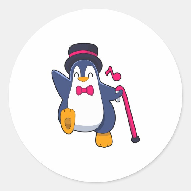 Penguin as Groom with Tie Classic Round Sticker (Front)