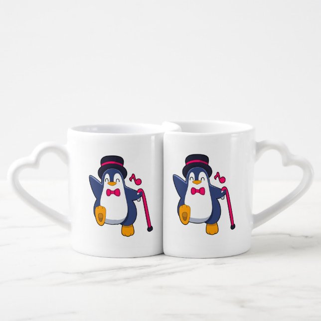 Penguin as Groom with Tie Coffee Mug Set (Front Nesting)