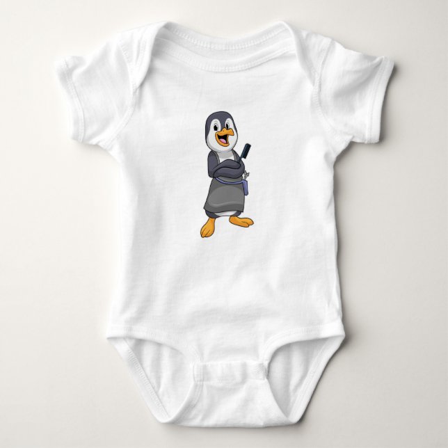 Penguin as Hair stylist with Comb Baby Bodysuit (Front)
