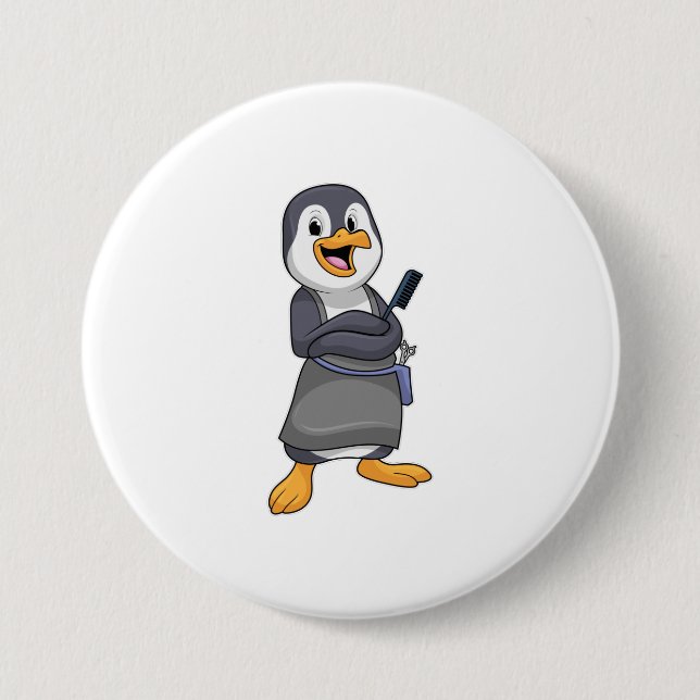 Penguin as Hair stylist with Comb Button (Front)