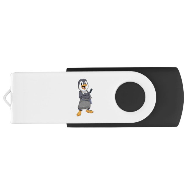 Penguin as Hair stylist with Comb Flash Drive (Back)