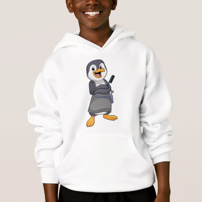 Penguin as Hair stylist with Comb Hoodie (Front)