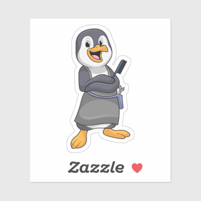 Penguin as Hair stylist with Comb Sticker (Sheet)