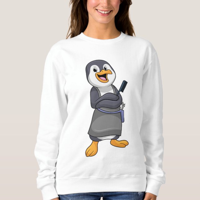 Penguin as Hair stylist with Comb Sweatshirt (Front)